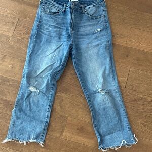 Classic Blue Distressed Women's Straight Leg Jeans by Risen